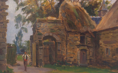 Charles WISLIN : Cour de ferme à Nemours, Huile sur toile signée
