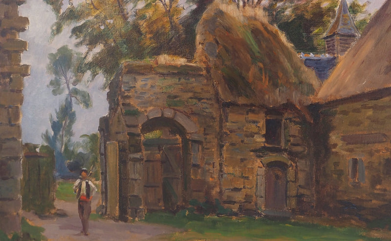 Charles WISLIN : Cour de ferme à Nemours, Huile sur toile signée