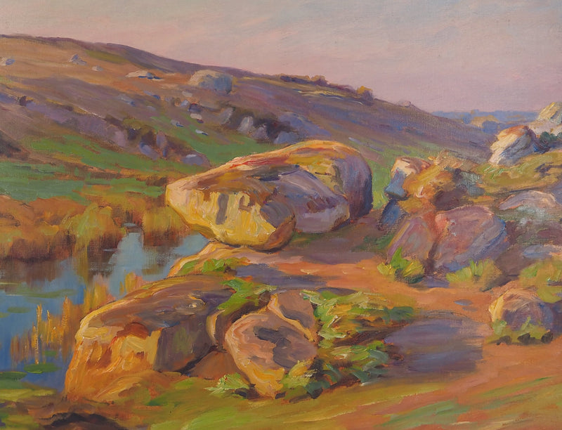 Charles WISLIN : Lac au coucher de soleil, Huile sur toile signée