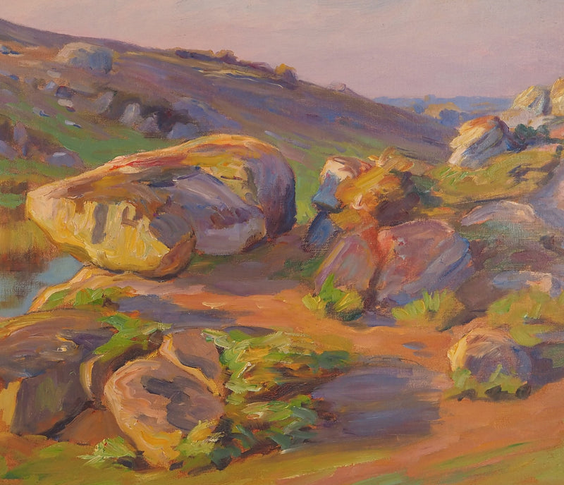 Charles WISLIN : Lac au coucher de soleil, Huile sur toile signée