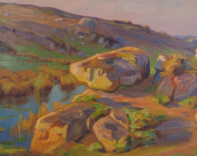 Charles WISLIN : Lac au coucher de soleil, Huile sur toile signée