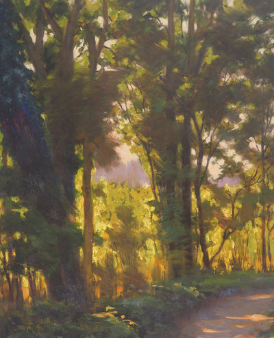 Charles WISLIN : Jeux de lumière en forêt, Huile sur toile signée
