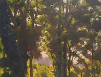 Charles WISLIN : Jeux de lumière en forêt, Huile sur toile signée
