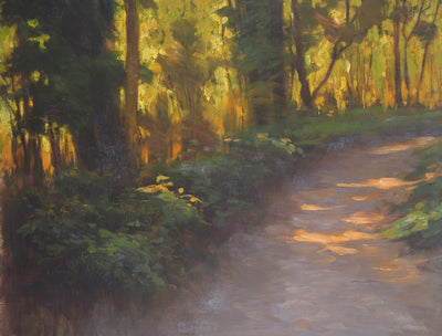 Charles WISLIN : Jeux de lumière en forêt, Huile sur toile signée