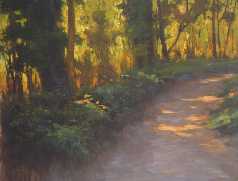 Charles WISLIN : Jeux de lumière en forêt, Huile sur toile signée