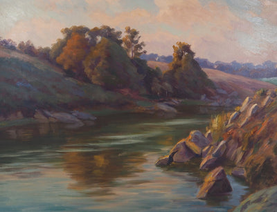 Charles WISLIN : Bord de rivière au petit matin, Huile sur toile signée