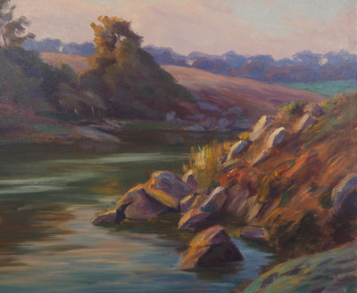 Charles WISLIN : Bord de rivière au petit matin, Huile sur toile signée