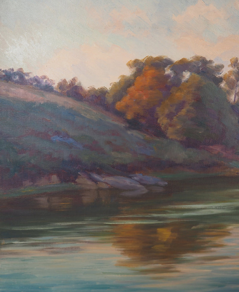 Charles WISLIN : Bord de rivière au petit matin, Huile sur toile signée