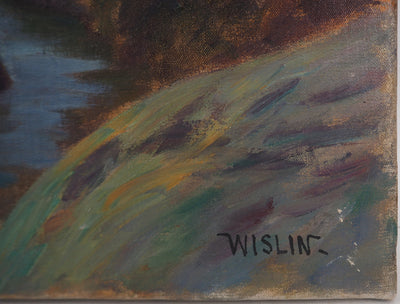 Charles WISLIN : Bord de rivière au petit matin, Huile sur toile signée