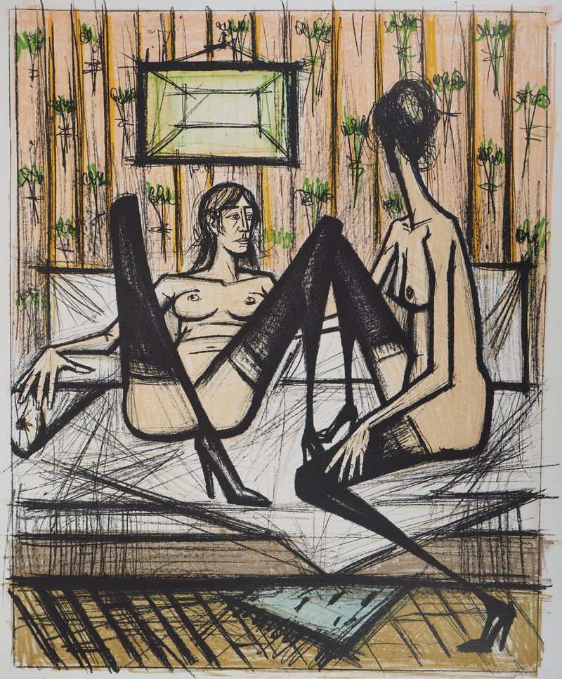 Bernard BUFFET : Deux femmes sur un lit, Lithographie originale (photo de détail 3) - Crédit photo : Galerie Art.Paris