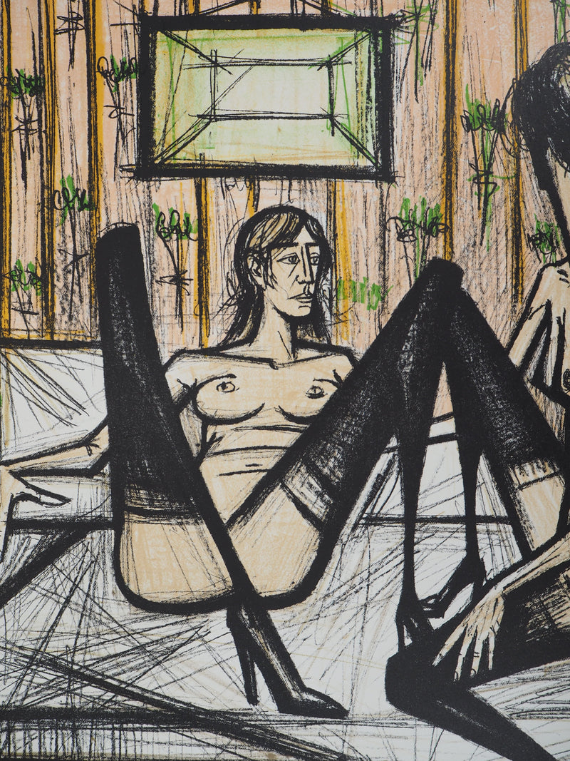 Bernard BUFFET : Deux femmes sur un lit, Lithographie originale (photo de détail 4) - Crédit photo : Galerie Art.Paris