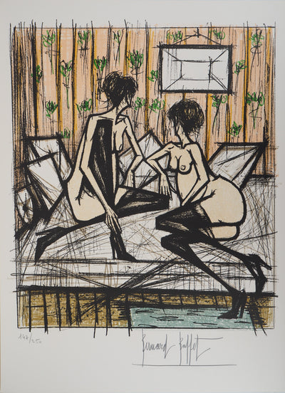 Bernard BUFFET : Nus sur un sofa, Lithographie originale (vue générale) - Crédit photo : Galerie Art.Paris