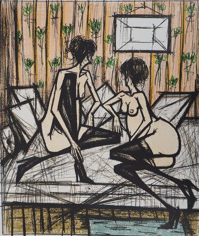 Bernard BUFFET : Nus sur un sofa, Lithographie originale (photo de détail 3) - Crédit photo : Galerie Art.Paris