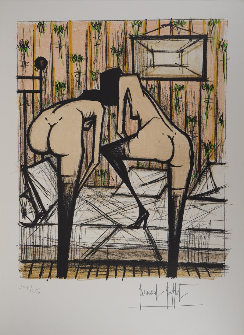 Bernard BUFFET : Nus ajustant leurs bas, Lithographie originale (vue générale) - Crédit photo : Galerie Art.Paris