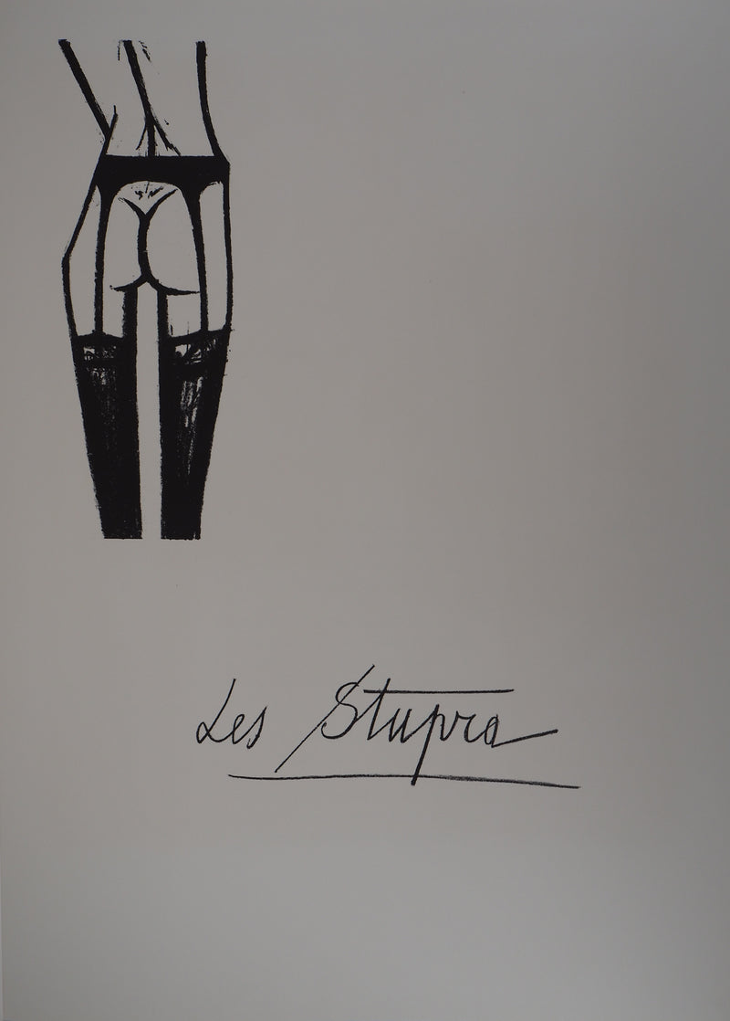 Bernard BUFFET : Les Stupra, les jarretelles, Lithographie originale (vue générale) - Crédit photo : Galerie Art.Paris