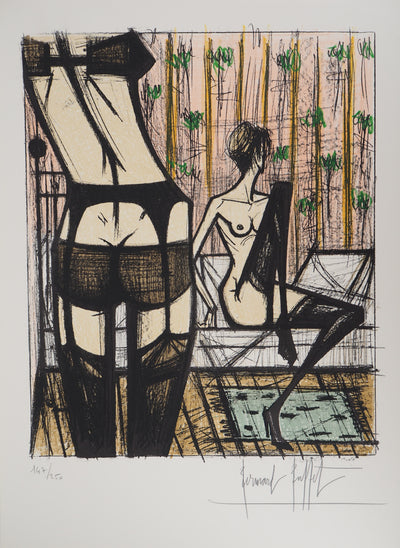 Bernard BUFFET : Nus en jarretelles, Lithographie originale (vue générale) - Crédit photo : Galerie Art.Paris