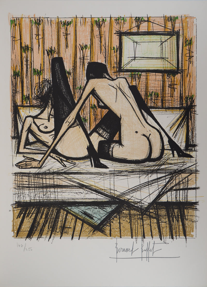 Bernard BUFFET : Les amies de Sappho, Lithographie originale (vue générale) - Crédit photo : Galerie Art.Paris