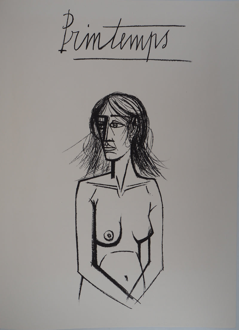 Bernard BUFFET : Nu de face, Printemps, Lithographie originale (vue générale) - Crédit photo : Galerie Art.Paris