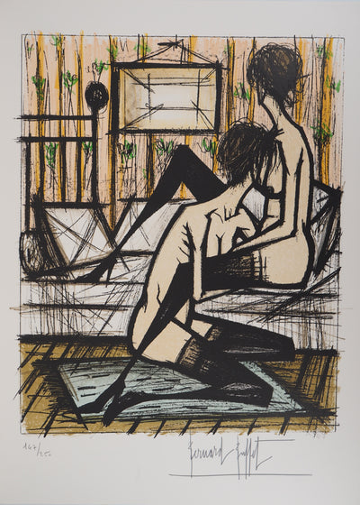 Bernard BUFFET : Les amantes enlacées, Lithographie originale (vue générale) - Crédit photo : Galerie Art.Paris