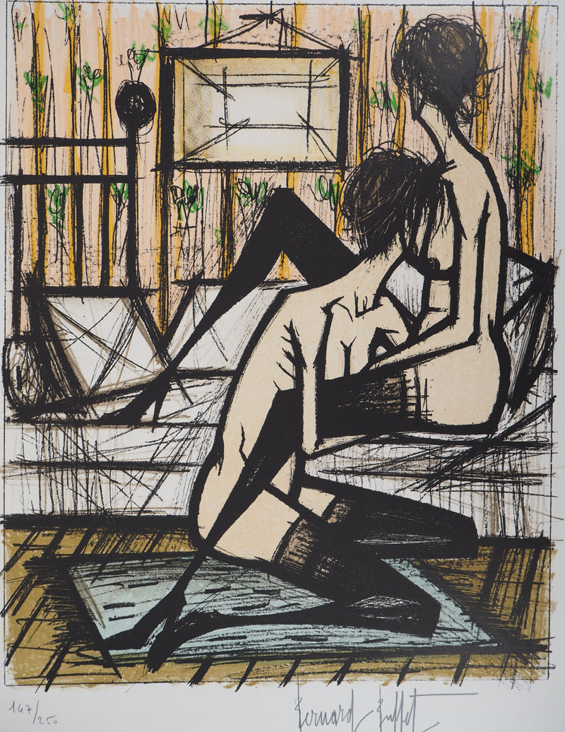 Bernard BUFFET : Les amantes enlacées, Lithographie originale (photo de détail 3) - Crédit photo : Galerie Art.Paris