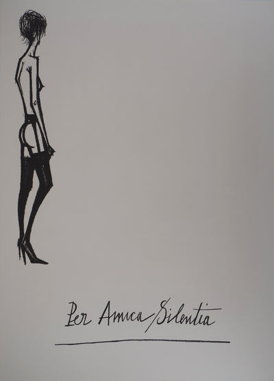 Bernard BUFFET : Nu en jarretelles, Per Amica Silentia, Lithographie originale (vue générale) - Crédit photo : Galerie Art.Paris