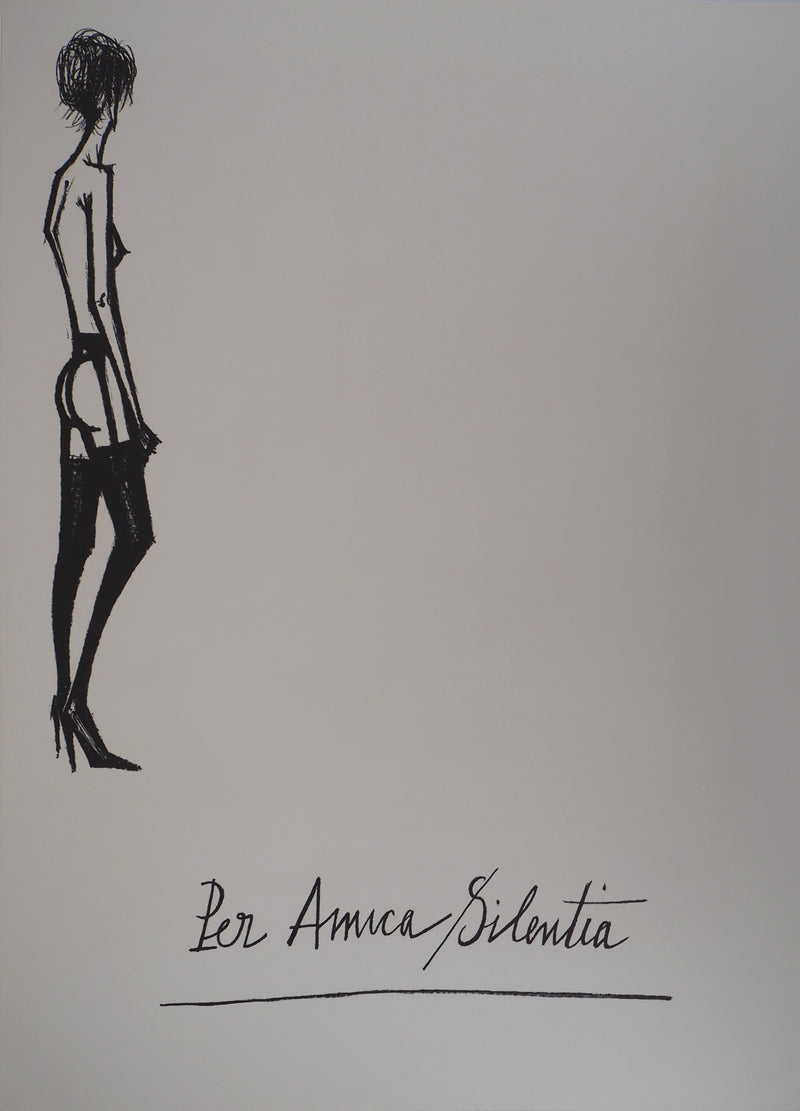 Bernard BUFFET : Nu en jarretelles, Per Amica Silentia, Lithographie originale (vue générale) - Crédit photo : Galerie Art.Paris