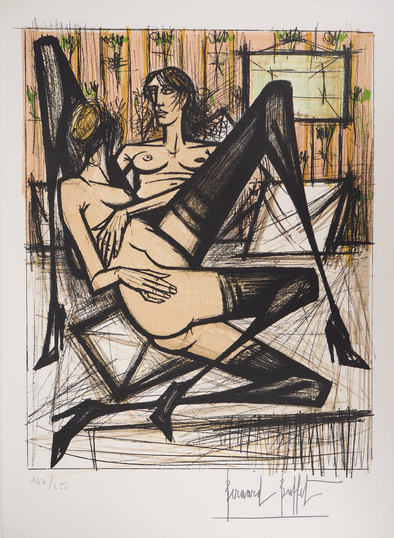 Bernard BUFFET : Amantes silencieuses, Lithographie originale (vue générale) - Crédit photo : Galerie Art.Paris