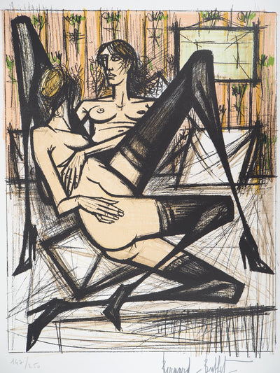 Bernard BUFFET : Amantes silencieuses, Lithographie originale (photo de détail 3) - Crédit photo : Galerie Art.Paris