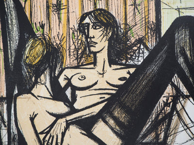 Bernard BUFFET : Amantes silencieuses, Lithographie originale (photo de détail 5) - Crédit photo : Galerie Art.Paris