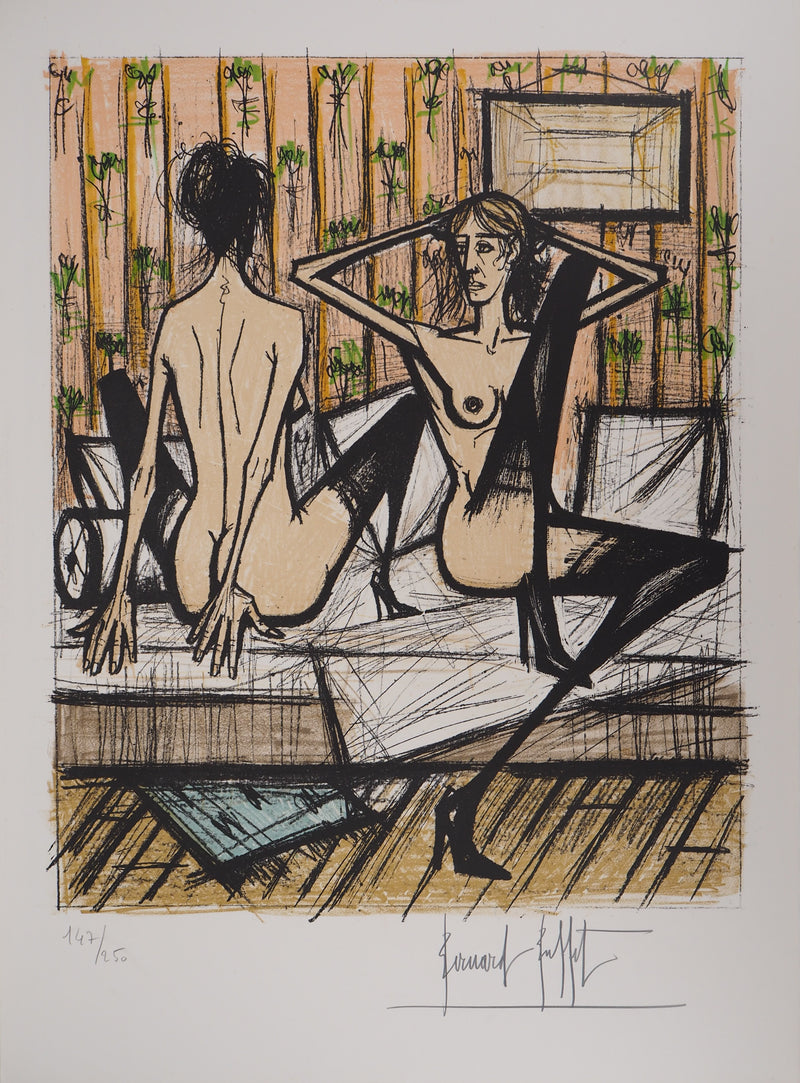 Bernard BUFFET : Amantes se regardant, Lithographie originale (vue générale) - Crédit photo : Galerie Art.Paris