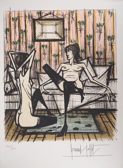 Bernard BUFFET : Amantes se délassant, Lithographie originale (vue générale) - Crédit photo : Galerie Art.Paris