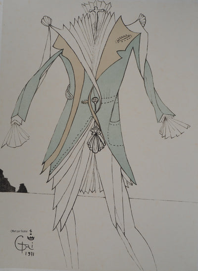 Salvador DALI : Scarab Costumes : le Chambellan de Saint Jacques de Compostelle, Lithographie originale (photo de détail 3) - Crédit photo : Galerie Art.Paris