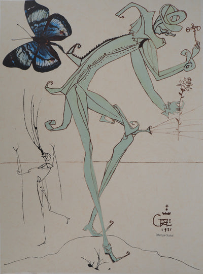 Salvador DALI : Scarab Costumes : Costume mimétique pour la couverture du New Yorker de l'an 2000, Lithographie originale (photo de détail 3) - Crédit photo : Galerie Art.Paris