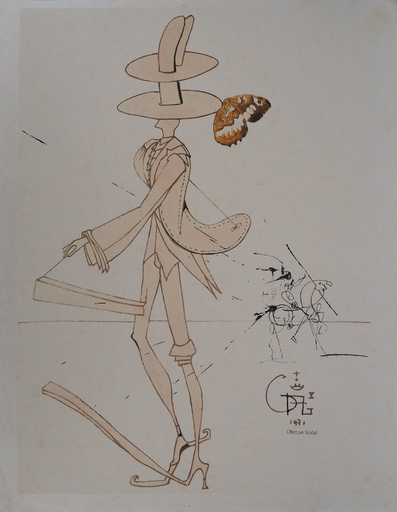 Salvador DALI : Scarab Costumes : le parfait dandy, Lithographie originale (vue générale) - Crédit photo : Galerie Art.Paris