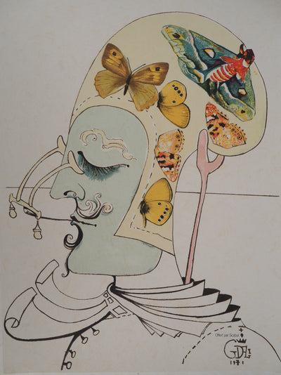 Salvador DALI : Scarab Costumes : Homme de l'an 2000, Lithographie originale (photo de détail 3) - Crédit photo : Galerie Art.Paris