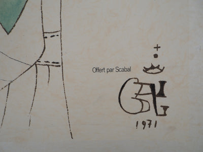 Salvador DALI : Scarab Costumes : Costume surréaliste aux quatre cravates, Lithographie originale (photo de détail 2) - Crédit photo : Galerie Art.Paris