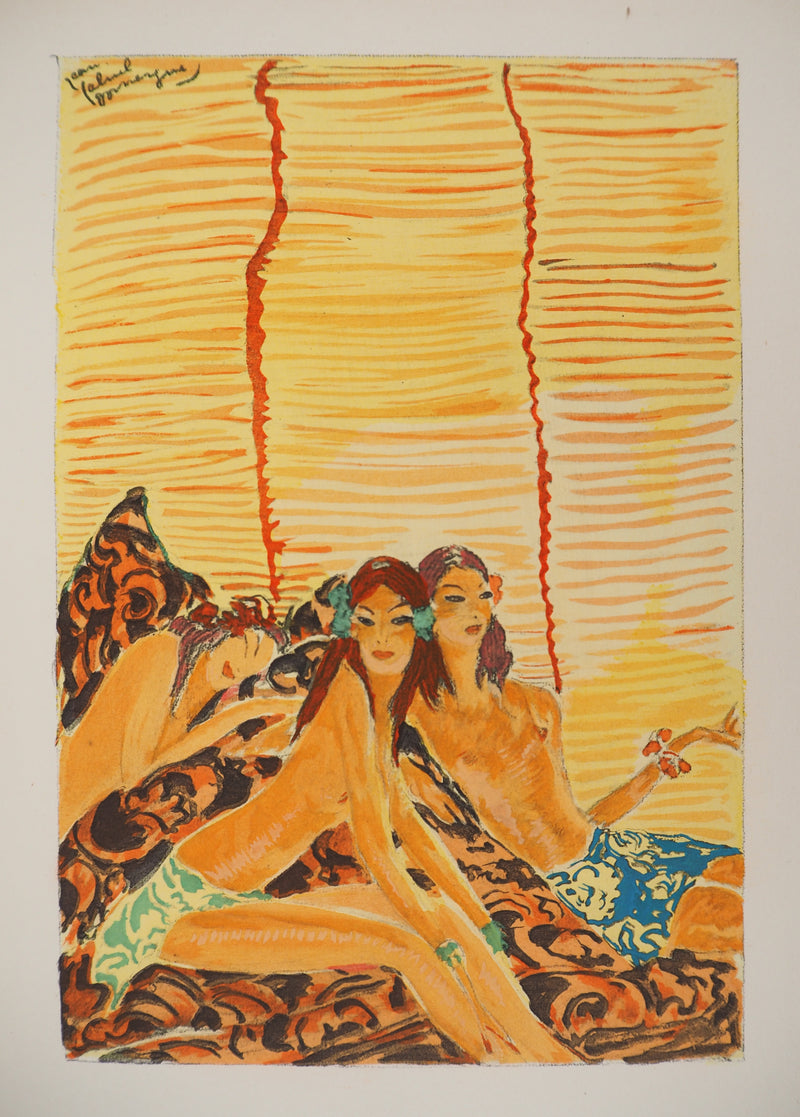 Jean-Gabriel DOMERGUE : Trois Tahitiennes, Lithographie originale signée