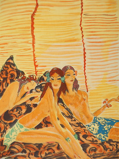 Jean-Gabriel DOMERGUE : Trois Tahitiennes, Lithographie originale signée