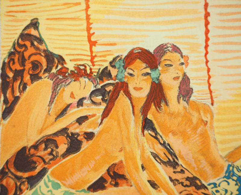Jean-Gabriel DOMERGUE : Trois Tahitiennes, Lithographie originale signée