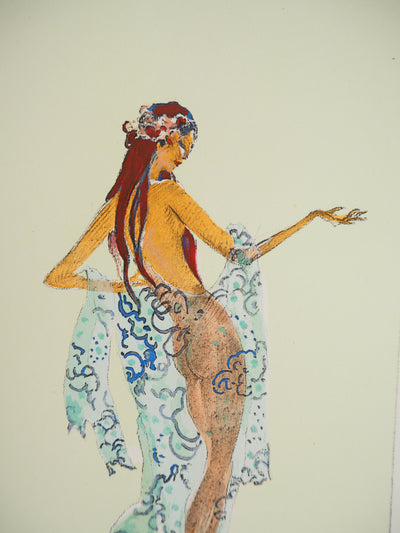 Jean-Gabriel DOMERGUE : Tahiti, nu au paréo, Lithographie originale signée