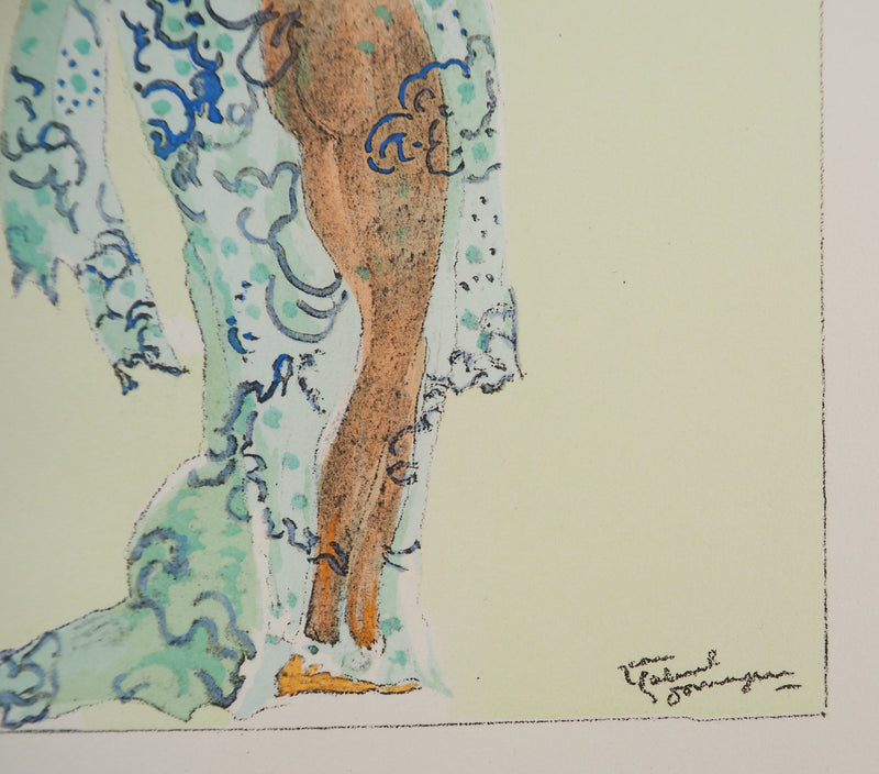 Jean-Gabriel DOMERGUE : Tahiti, nu au paréo, Lithographie originale signée