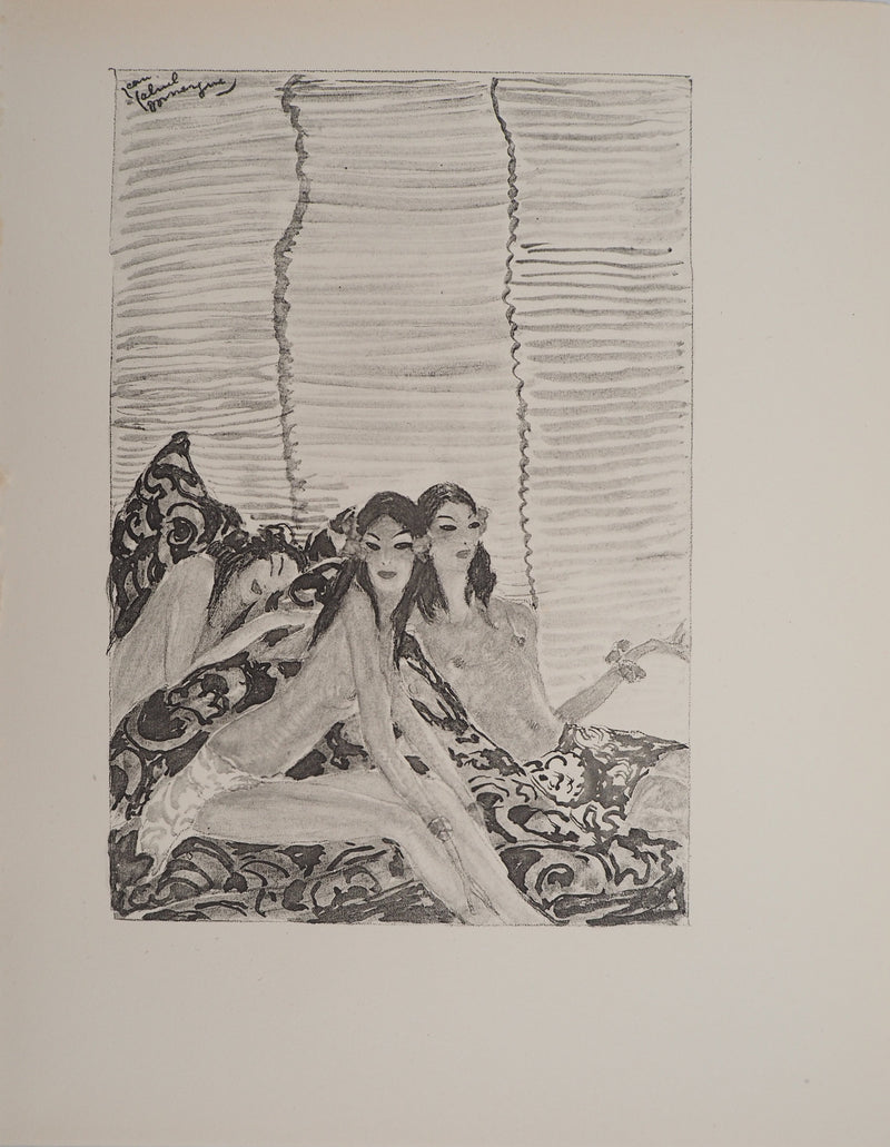 Jean-Gabriel DOMERGUE : Trois Tahitiennes (noir), Lithographie originale signée