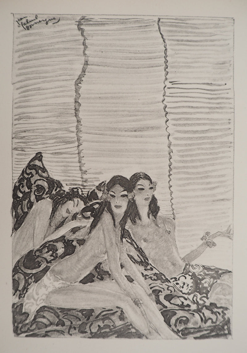 Jean-Gabriel DOMERGUE : Trois Tahitiennes (noir), Lithographie originale signée