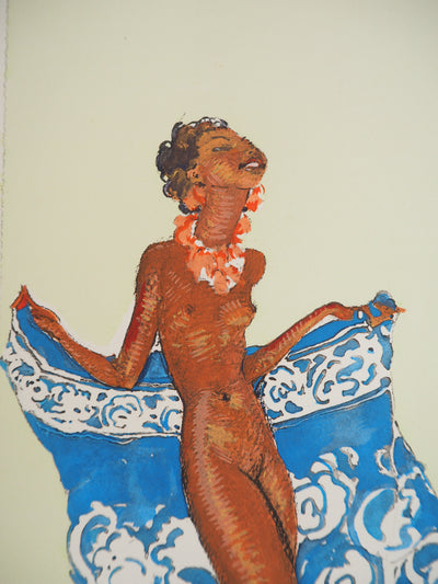 Jean-Gabriel DOMERGUE : Tahiti, nu joyeux, Lithographie originale signée
