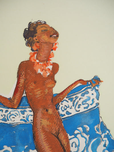 Jean-Gabriel DOMERGUE : Tahiti, nu joyeux, Lithographie originale signée