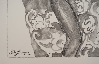 Jean-Gabriel DOMERGUE : Tahiti, nu joyeux (noir), Lithographie originale signée