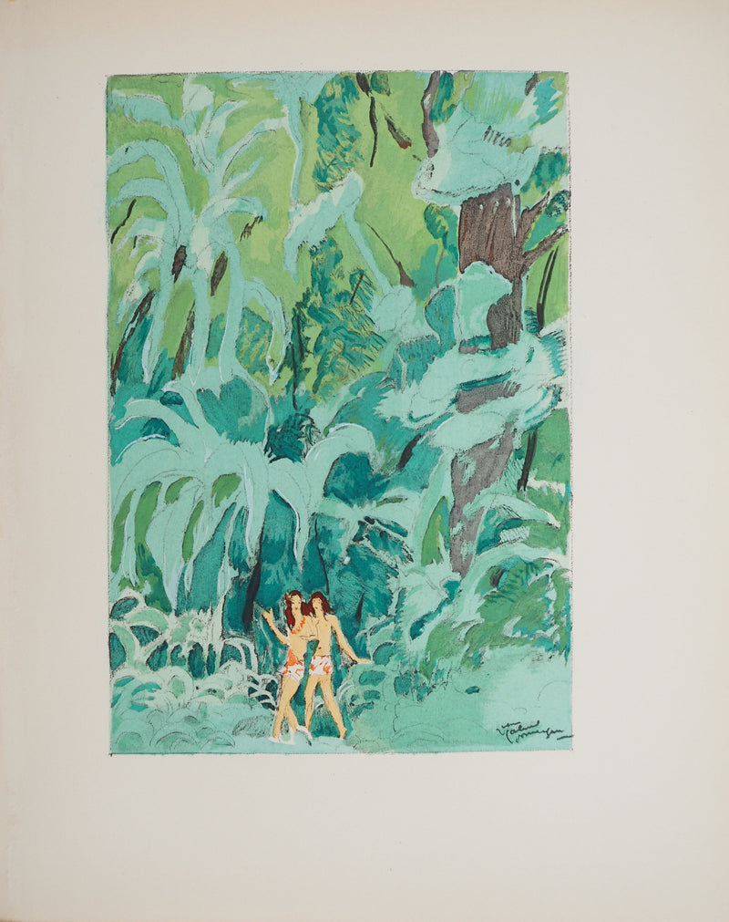 Jean-Gabriel DOMERGUE : Tahitiennes surprises, Lithographie originale signée