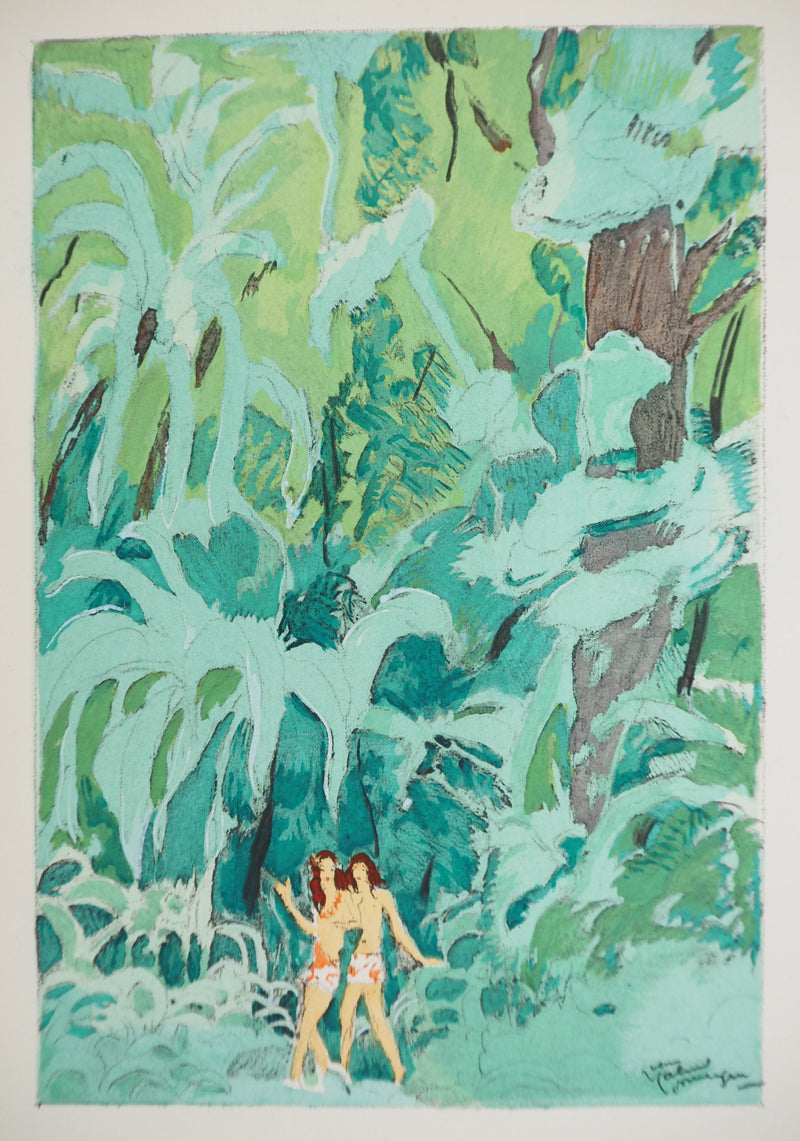 Jean-Gabriel DOMERGUE : Tahitiennes surprises, Lithographie originale signée