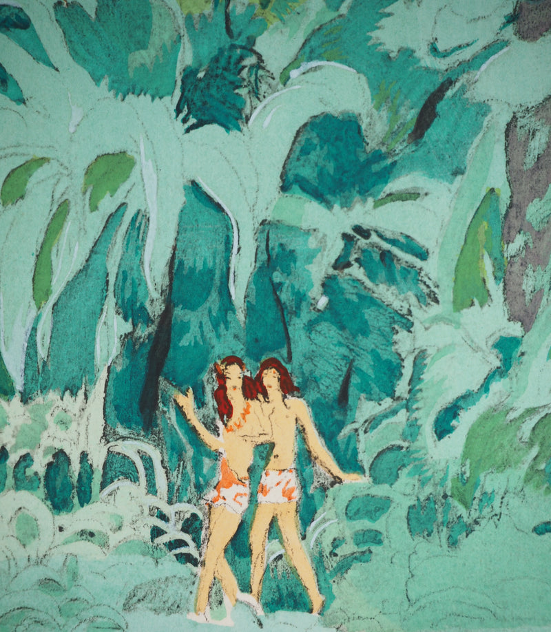 Jean-Gabriel DOMERGUE : Tahitiennes surprises, Lithographie originale signée