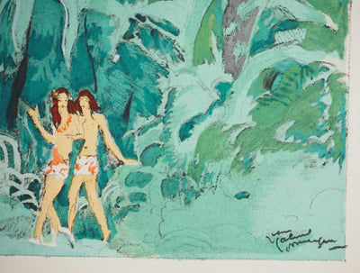 Jean-Gabriel DOMERGUE : Tahitiennes surprises, Lithographie originale signée
